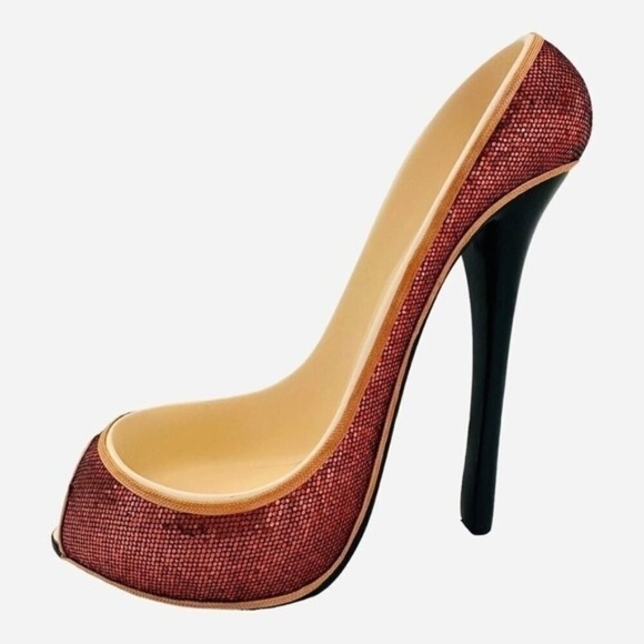 Wild Eye Designs Orange Sequin High Heel Wine Bottle Holder Shoe Display - Picture 3 of 8